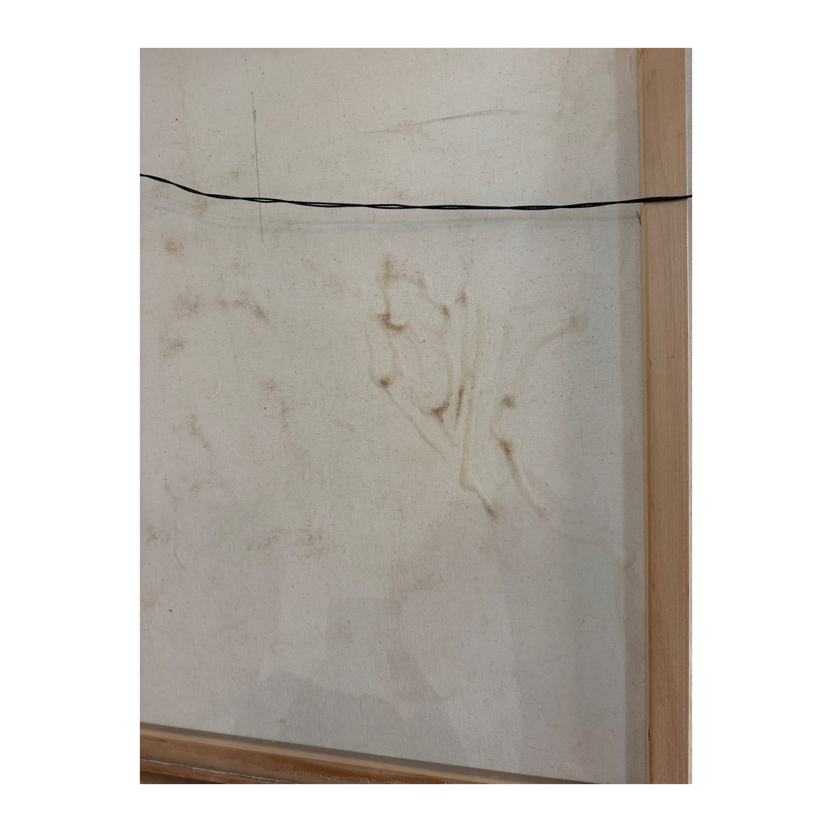Hohimer painting reverse, close view of canvas marks and surface condition