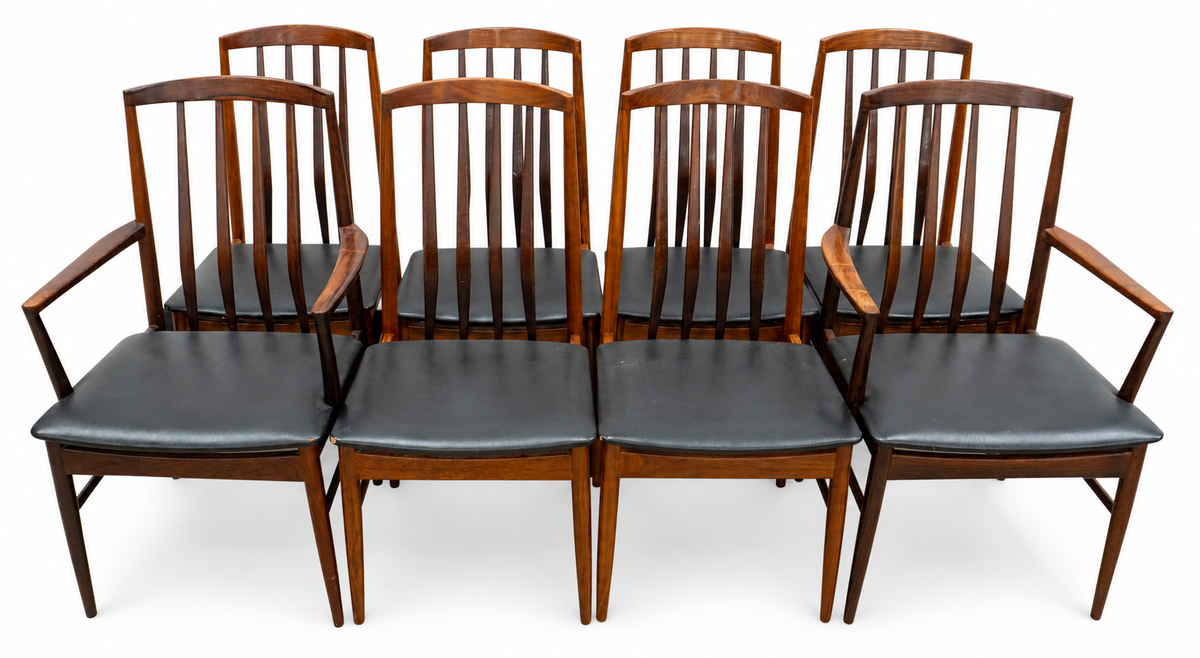 Set of eight Vamo Sønderborg rosewood dining chairs, two armchairs and six side chairs