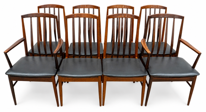 Set of eight Vamo Sønderborg rosewood dining chairs, two armchairs and six side chairs
