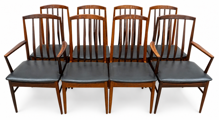 Set of eight Vamo Sønderborg rosewood dining chairs, two armchairs and six side chairs