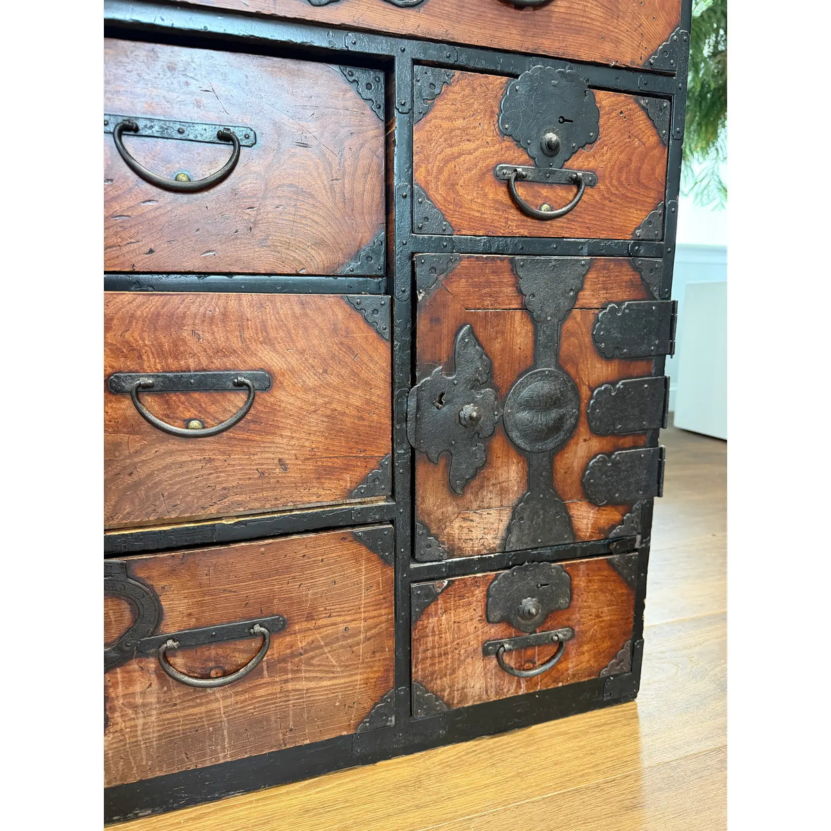 Japanese Meiji-Period Tansu Chest with Dragon and Shishi Ironwork