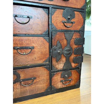 Japanese Meiji-Period Tansu Chest with Dragon and Shishi Ironwork