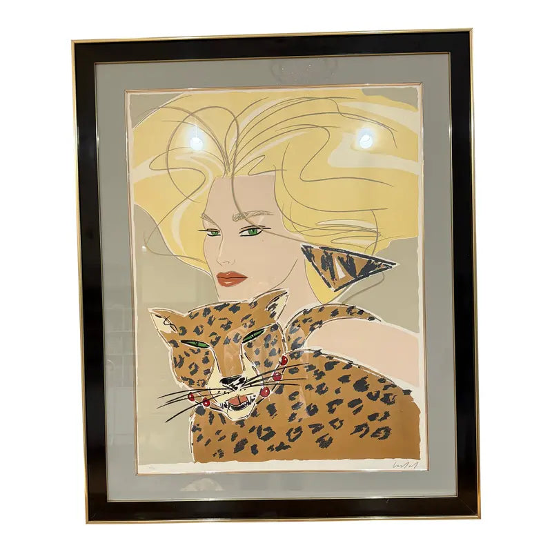 David Croland “Cheetah Woman” Signed Serigraph, 105/300 — full view