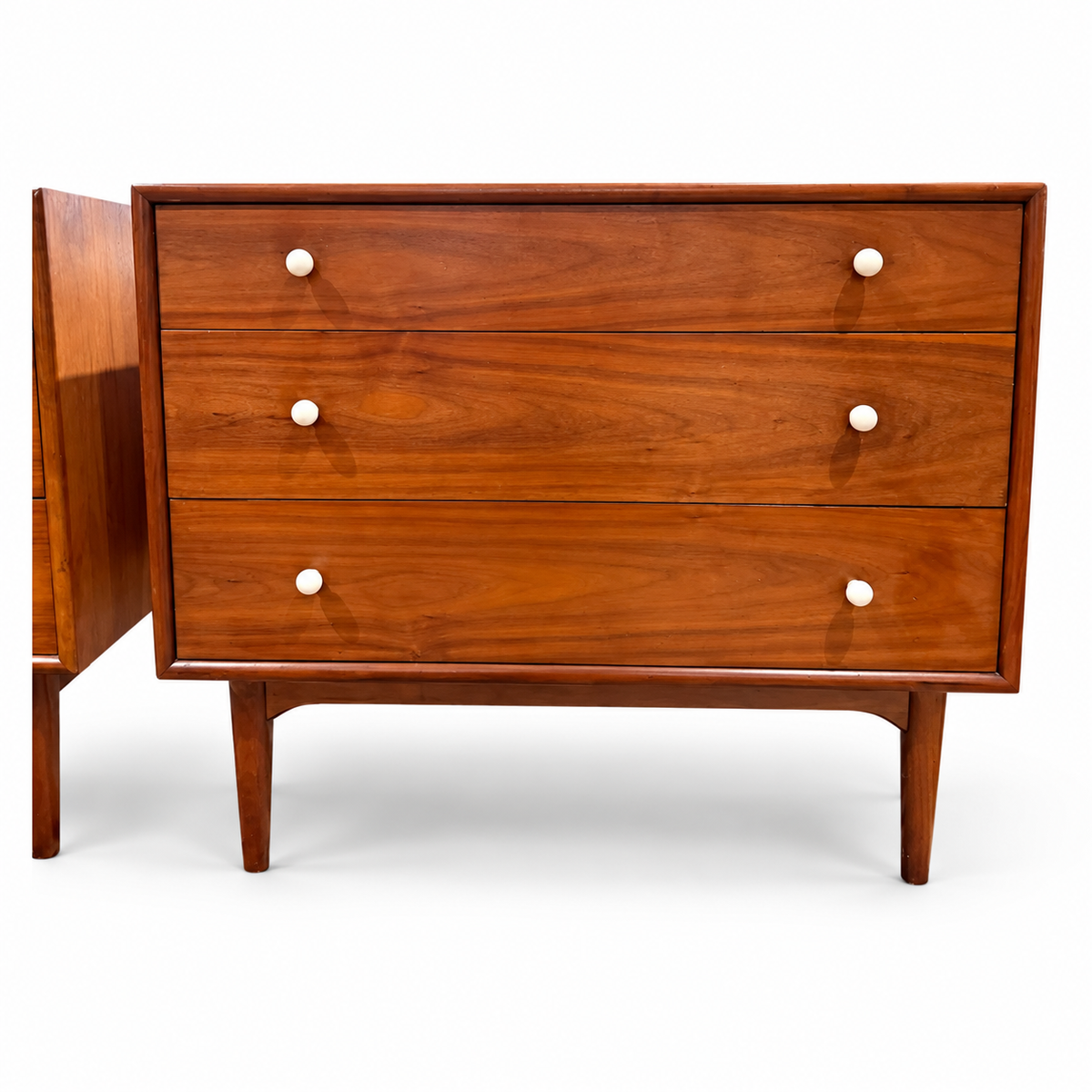 Drexel Declaration Walnut Three-Drawer Dressers — Pair — detail 2