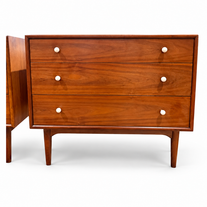 Drexel Declaration Walnut Three-Drawer Dressers — Pair — detail 2