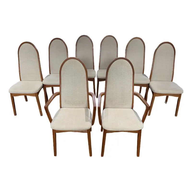 Benny Linden Solid Teak Dining Chairs — Set of Eight — full view