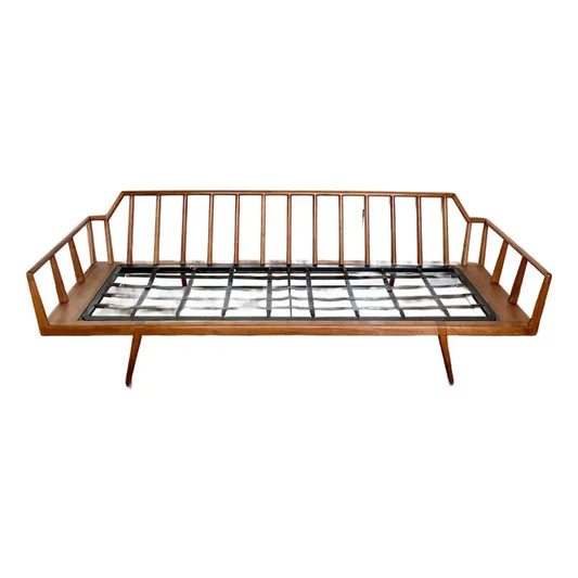 Mel Smilow for Smilow-Thielle Walnut Rail-Back Sofa Frame — full view