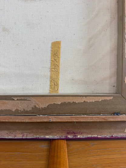 Hohimer painting reverse, frame edge and paper label detail