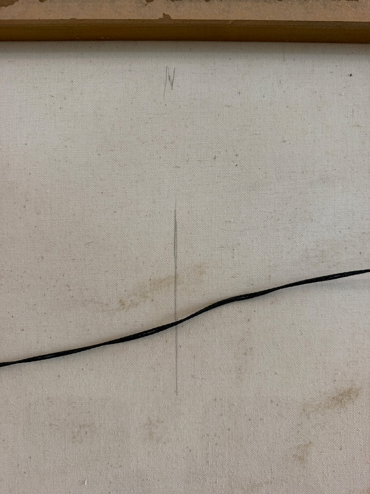Hohimer painting reverse with faint markings and hanging wire