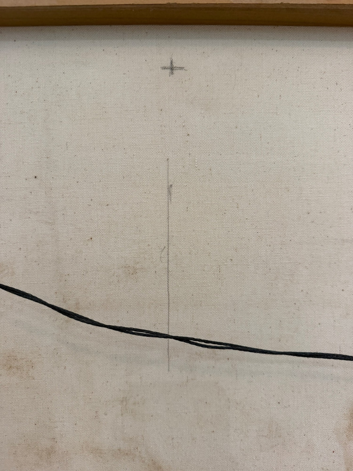 Hohimer painting reverse, canvas markings and hanging wire detail
