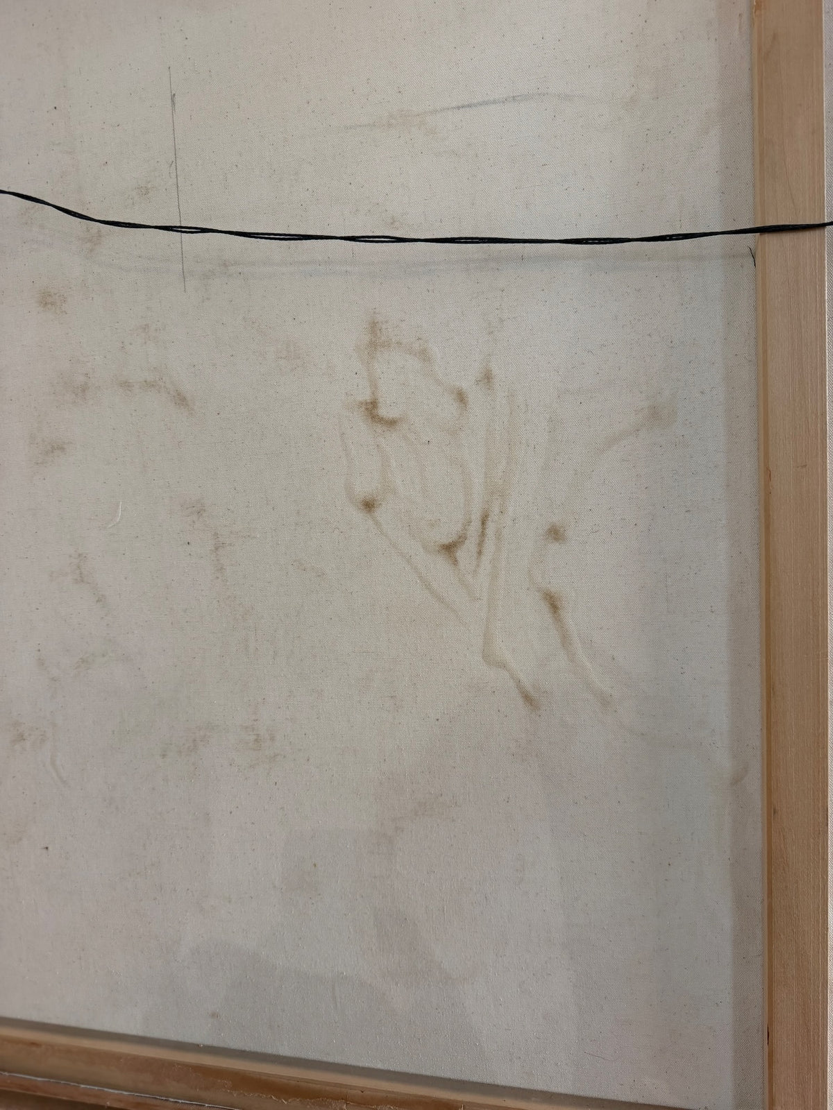 Hohimer painting reverse, close view of canvas marks and surface condition