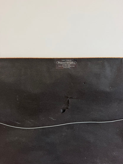 Fritzner Louis painting reverse, backing-paper wear and hanging wire detail