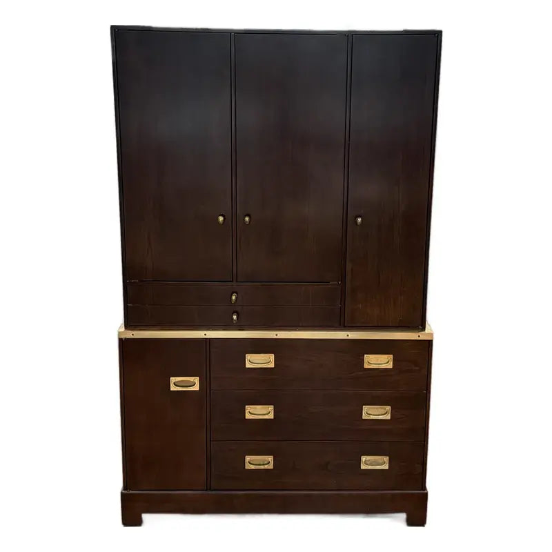 Directional Custom Collection Campaign Armoire, Attributed to Milo Baughman — full view