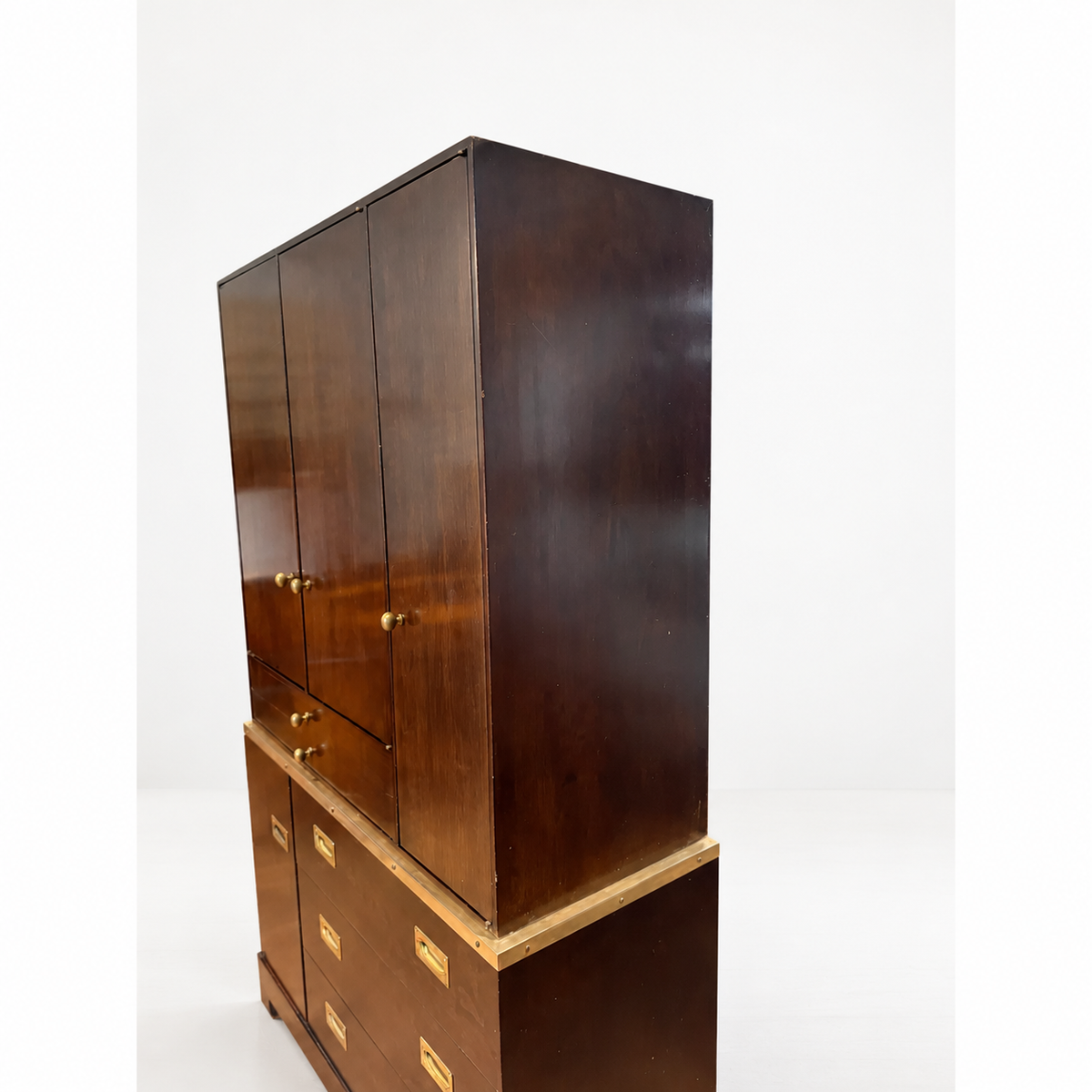 Directional Custom Collection Campaign Armoire, Attributed to Milo Baughman — detail 6