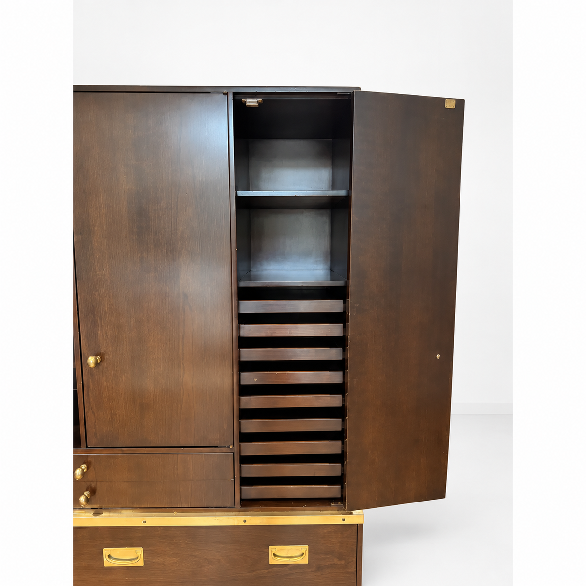 Directional Custom Collection Campaign Armoire, Attributed to Milo Baughman — detail 11