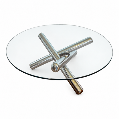 Chrome and Glass “Jax” Coffee Table, Attributed to Milo Baughman — full view