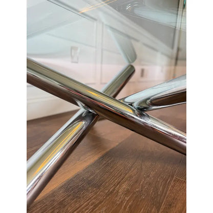 Chrome and Glass “Jax” Coffee Table, Attributed to Milo Baughman — detail 2