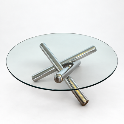 Chrome and Glass “Jax” Coffee Table, Attributed to Milo Baughman — detail 7