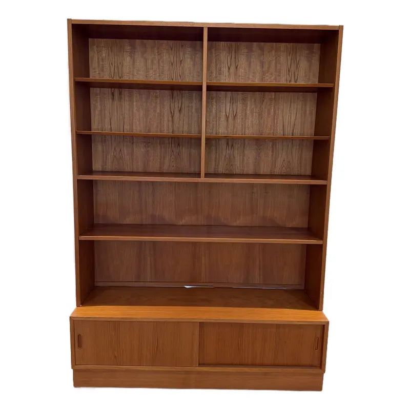 Hundevad Danish Teak Media Bookcase and Credenza, Attributed to Carlo Jensen — full view