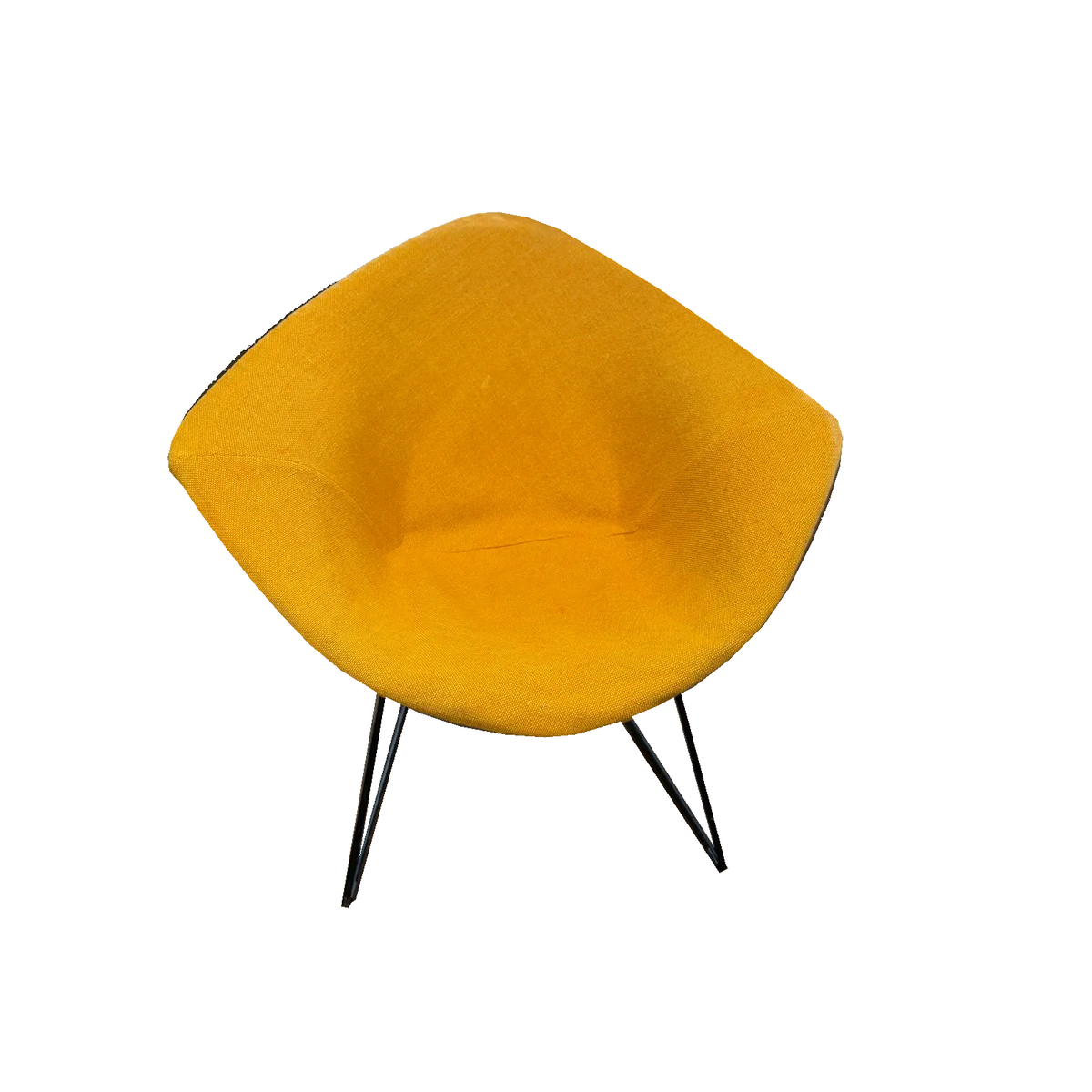 Mustard-upholstered Diamond lounge chair, front view of one chair, on white background